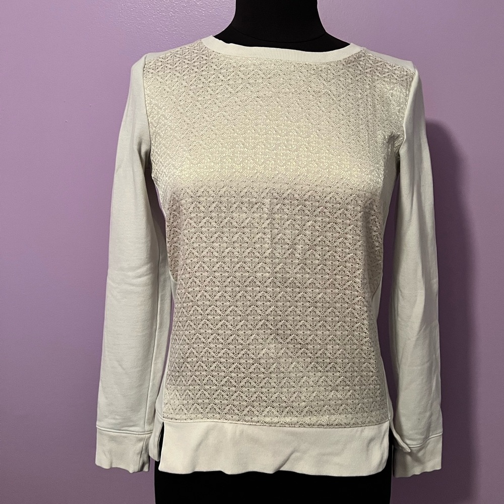Loft Gold Embellished Beige Sweatshirt Top